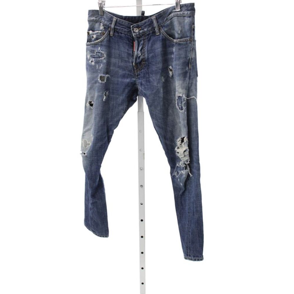 Dsquared2 Men Straight Jeans Blue Cotton Button Inseam 26 Size 48